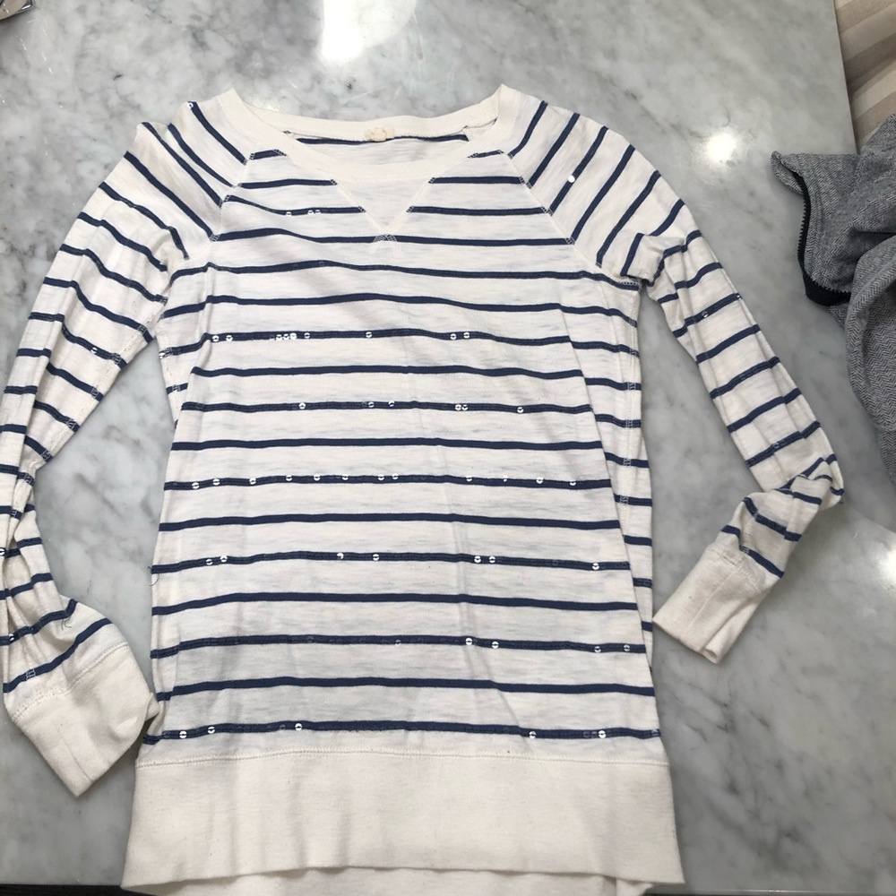 JCrew Striped Sweatshirt With Sequin detail